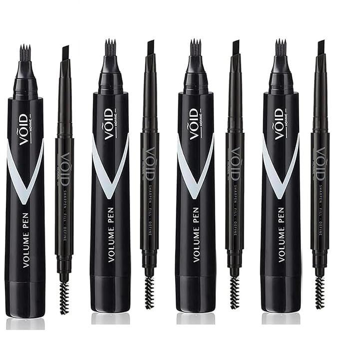 VOID Homme 4 Beard Filler Pens for Men with Instant 4 Beard Pencils (Dark Brown) Easy Beard Pen Liner Beard Filler Pen for Beard Filling Pen Kit &amp Waterproof Beard Marker