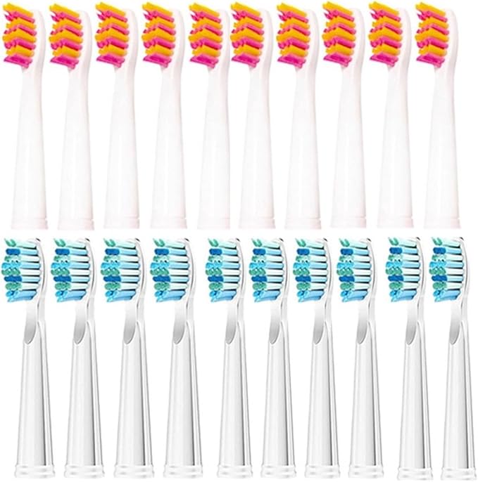 20 Pcs Replaceable Brush Heads RefillCompatible for Seago Electric Toothbrush FW/SG 507/508/515/551/917/959(10 White 10 Pink)