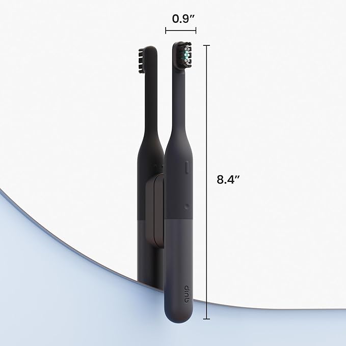 Quip Ultra Lite Sonic Electric Toothbrush Slim Lightweight Design 3 Brushing Modes 15X More Plaque Removal Pressure Sensor &amp 30-Day Battery Ash