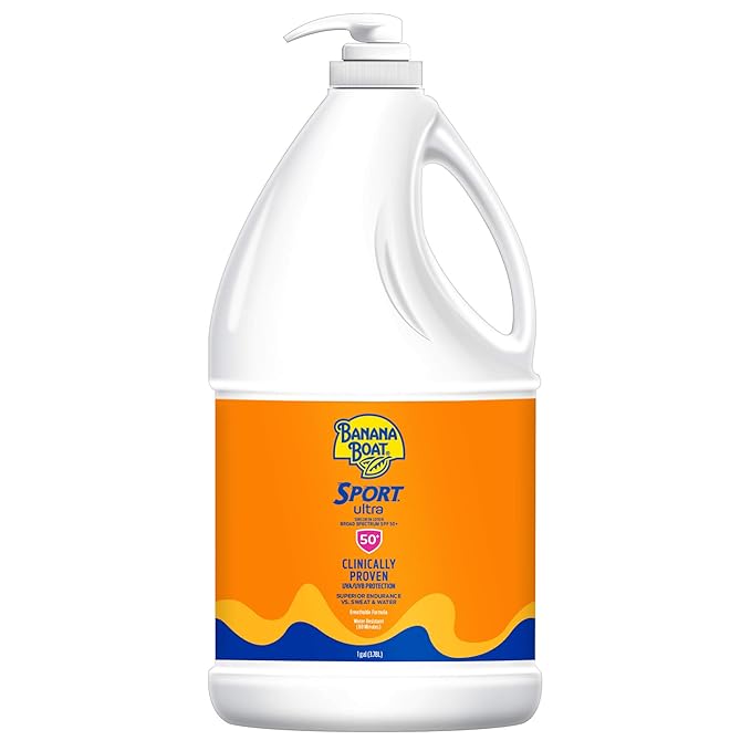 Banana Boat Sport Ultra SPF 50 Sunscreen 128oz Lotion &amp Twin 6oz Spray Pack | Oxybenzone Free Sun Protection