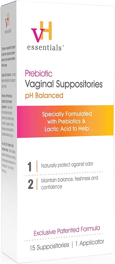vH essentials Probiotics - 60 Capsules &amp Prebiotic PH Balanced Vaginal SuppositoriesBox Original Version 15 Count &amp Ph Balanced Daily Feminine Wash 6 Fl Oz (Pack of 1) 54306 Clear