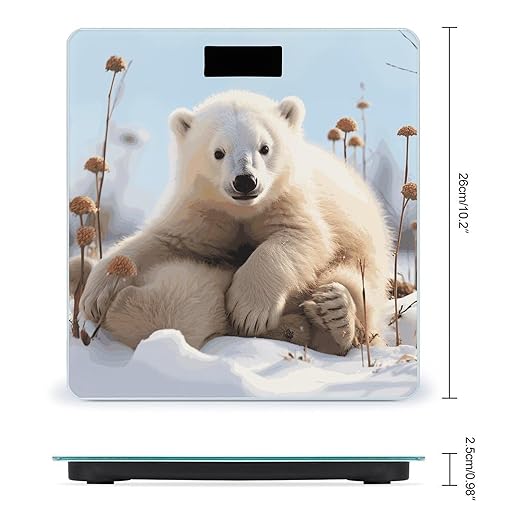 Digital Bathroom Scale for Body Weight Scale with Bright LCD Display High Accuracy Step-On Technology Auto On/Off Cute Polar Bear Animals Digital Scales 400 Lbs /180kg