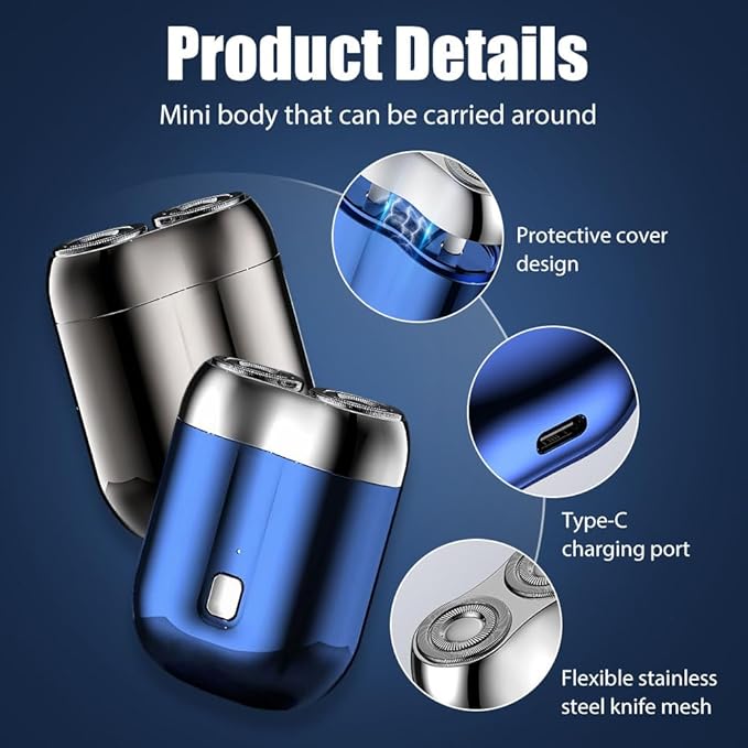 Electric Mini Portable Razor 2026 New 2 in 1 Model Mini Dual-Head Electric Shaver Rechargeable Waterproof Compact Electric Shaver for Men (Green)