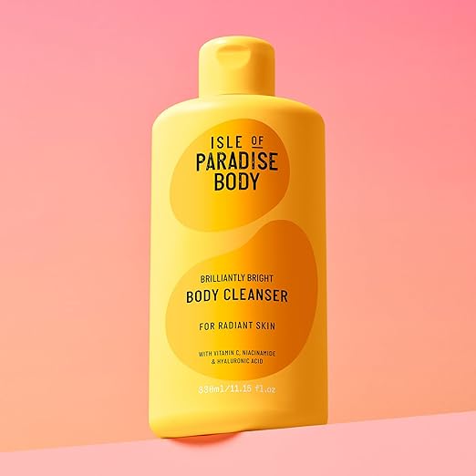 Isle of Paradise Creamy Body Cleanser - For Radiant Smooth Skin - Body Wash with Vitamin C Niacinamide and Hyaluronic Acid - Hydrates and Reduces Dark Spots - 11.15 fl. Oz