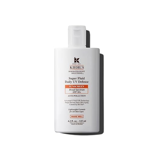 Kiehl's Super Fluid UV Defense Daily Facial Sunscreen SPF 50+ Lightweight Matte Finish Protects Against UVA/UVB Rays &amp Pollution Vitamin E &amp Baicalin Non-comedogenic Paraben-free Fragran