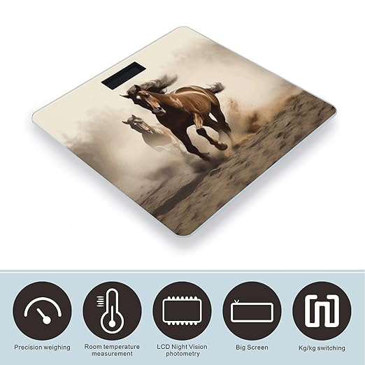 Animals Horse Running Scale for Body Weight Accurate Digital Bathroom Scale Toughened Glass High Precision Scales Smart Weight Scales with Large LCD Backlight Display Weighing Machine
