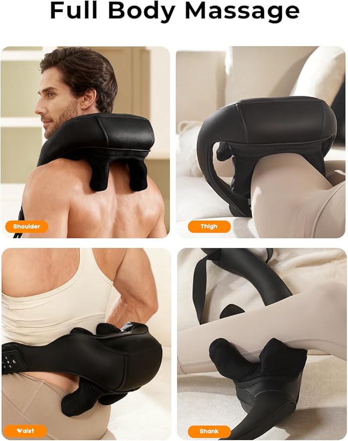 Shiatsu Neck Massager with Heat for Pain Relief Deep Tissue Upgraded Adjustable Width 4D Kneading Shoulder Massage Electric Back Massage Pillow Gifts for Women Men Mom Dad Mothers Day