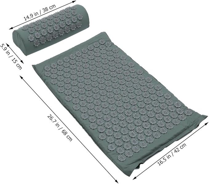 SUPVOX Acupressure Massage Pillow and Yoga Mat Set with Bag Non-Slip Relaxation Exercise Mat and Practical Massage Cushion for Back Relief and Stress Reduction at Home Or Travel