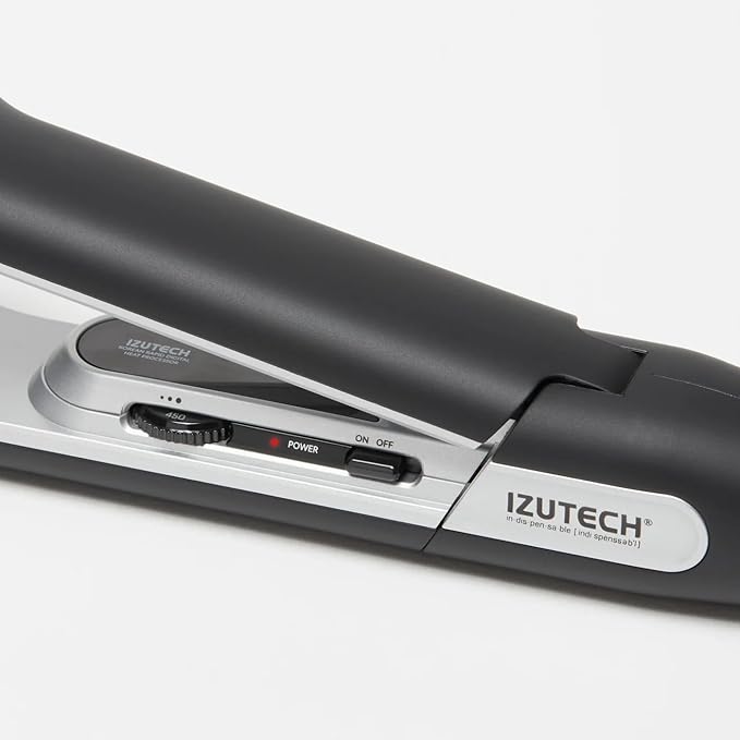 IZUTECH KTX450 Titanium 1.75 Inch Flat Iron Wide Plate Hair Straightener and Curler for Long Thick Hair Fast Heating Dual Voltage Adjustable Temperature up to 450°F Auto Shut Off