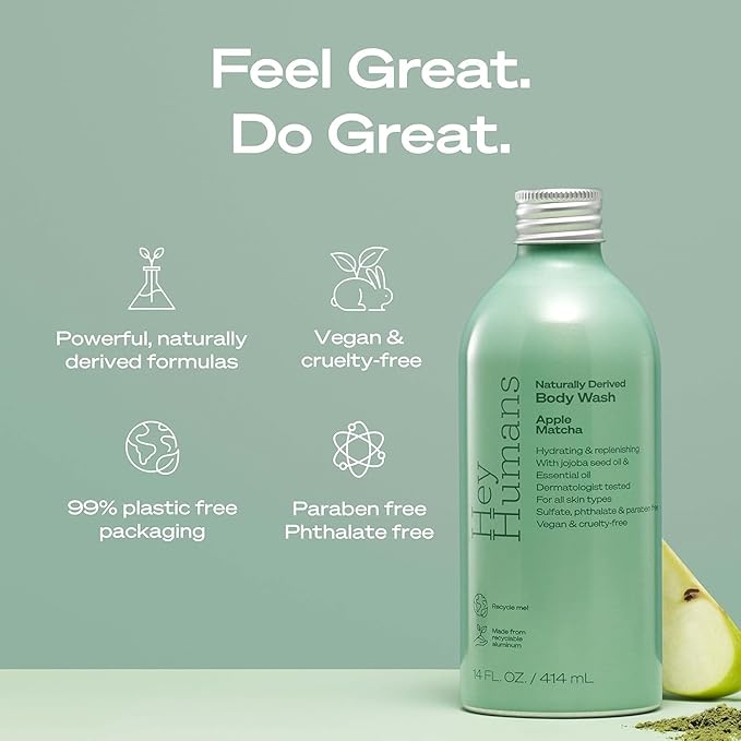 Apple Matcha and Coconut Mint - Moisturizing Body Wash with Natural Ingredients &amp Jojoba Oil | Clean Vegan Sulfate Free Bath &amp Body Wash for Women &amp Men | Recyclable Bottle 14 Fl Oz (Va