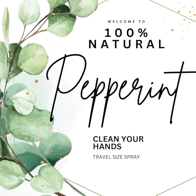 POCKET CARE Hydrating Natural Peppermint Hand Sanitizer Spray – 100% Natural Moisturizing Citrus Formula Travel Size 0.50 fl oz (3-Pack) Gentle Daily Hand Cleanser for Sensitive Skin