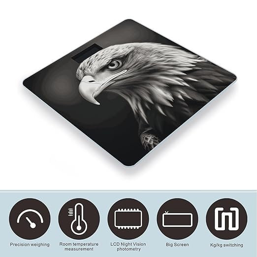 Eagle Black and White Digital Bathroom Scale Fashion Unique Weight Scale BMI Anti-Slip Precision Weighing Scales Suitable for Home Bedrooms Use and Gift