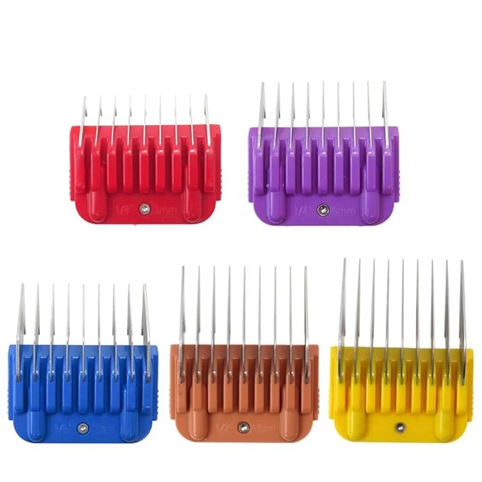 3mm/6mm/10mm/13mm/16mm Stainless Steel Clipper Guide Comb Set Compatible for Osterfor Wahl and for Andis Animal Fur Hair Reshape Upgraded Version