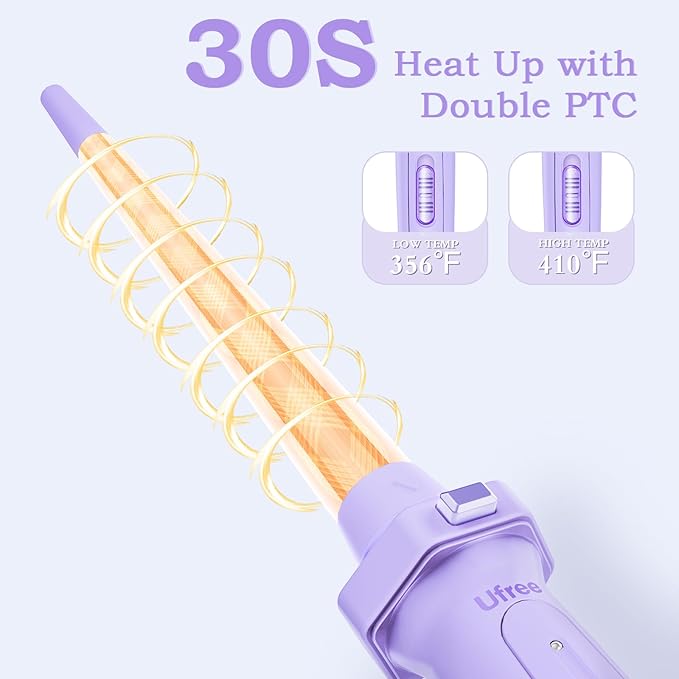 Birthday Gifts for Women Ufree 5 in 1 Curling Iron with Interchangeable Ceramic Barrels (0.35-1.25) Curling Wand Set with Flat Iron Hair Straightener Instant Heat Up Dual Voltage Hair Curler