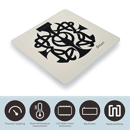 Supernatural Symbols Black Bathroom Scale for Body Weight LCD Display Digital Bathroom Scale Tempered Glass Bathroom Weight Scales Fashion Smart Scales for Home Bedroom 400 Lb
