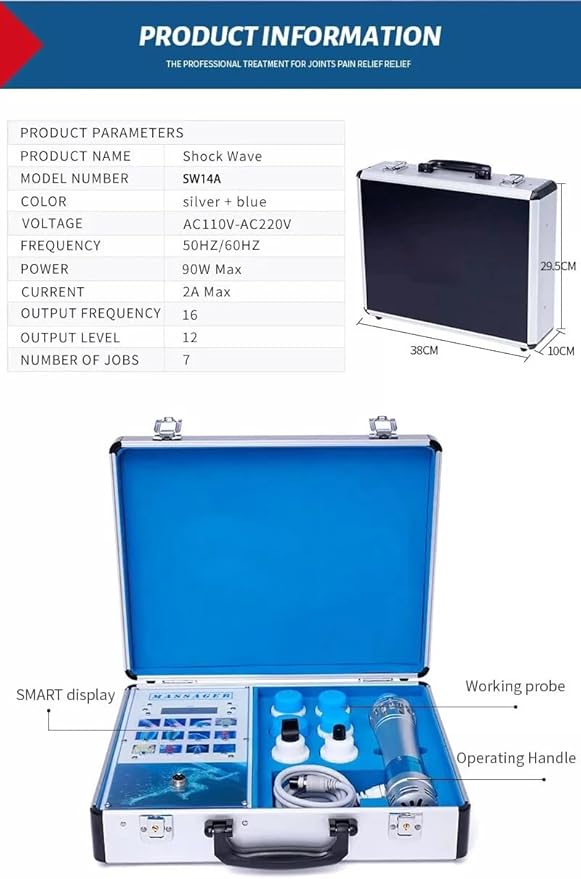 Electric Shockwave Therapy Machine Shock Wave Therapy Device Body Massager Joint Pain Relief Focused Shockwave Machine Non-Invasive Therapy for Back Golf Elbow Plantar Fasciitis Body Relaxion