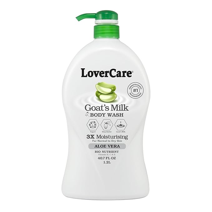 LoverCare Goat's Milk Moisturizing Body Wash Shower Cream Shower Gel Aloe Vera 40.7 Fl.Oz