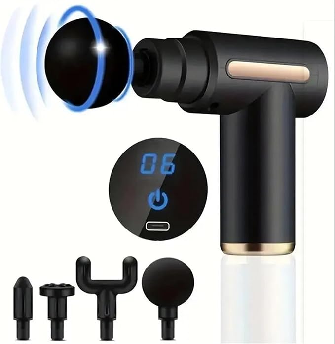 Fascial Massage Gun Automatic Waist and Back Massager High-Frequency Vibration Muscle Relaxation Automatic Shoulder Massage Gun(30 Gear-Black-C)
