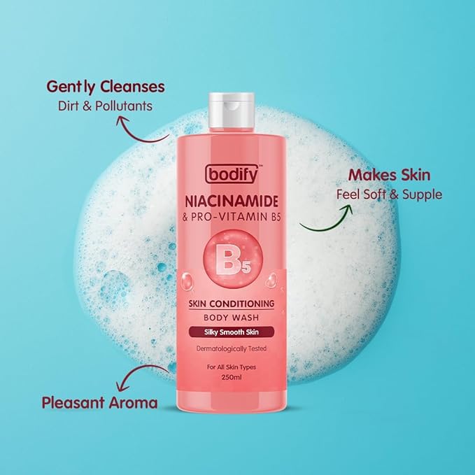 Niacinamide &amp Pro-Vitamin B5 Skin Conditioning Body Wash 250 Ml | Silky Smooth Skin | Paraben Free | All Skin Types