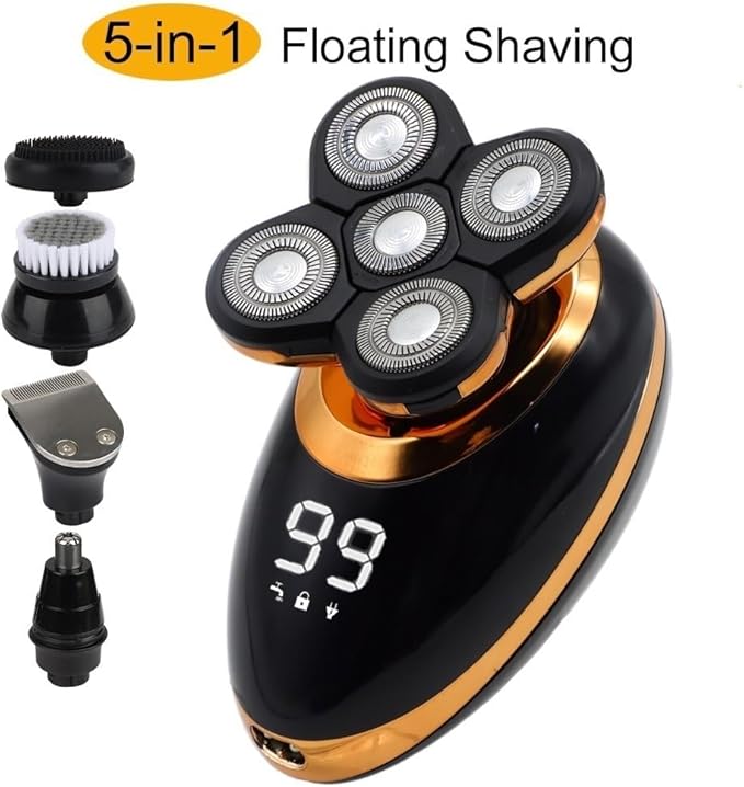 Head Shaver for Men 5 in 1 IPX7 Men's Electric Shaver Portable Beard Trimmer Hair Clipper USB Rechargeable Waterproof LCD Bald Razor