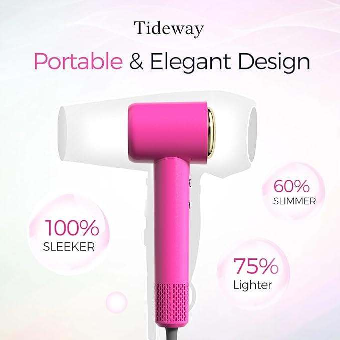 Tideway Hair Dryer Professional High-Speed Ionic Blow Dryer 110000 RPM Compact Hair Dryer with Magnetic Diffuser Fast Drying with Brushless Motor Low Noise Smart Temperature Control-H11