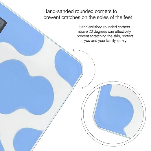 Smart Scale for Body Weight Automatic Switch Digital Bathroom Weighing Scale Light Blue Animal Cow Print