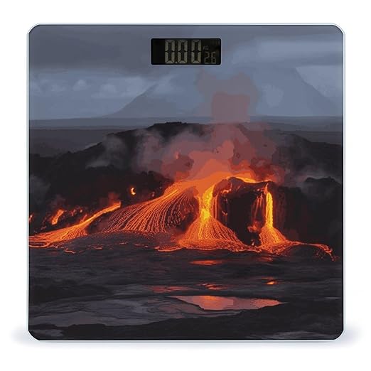 Kilauea Volcano Weight Scale Digital Electronic Scales Bathroom Scale Larg LCD Backlight Display High Precisio MeasurementsTempered Glass