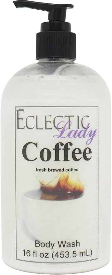 Eclectic Lady Liquid Pearl Body Wash - Coffee Scent 3-in-1 Use For Bubble Bath Hand Soap &amp Body Wash Phthalate-Free Coffee Fragrance Handcrafted in USA (16 oz)