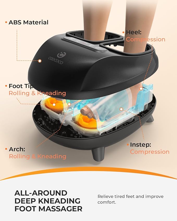 CooCoCo 2026 Upgraded Luxury Foot Massager Fsa Eligible Items Heated Foot Massage Machine for Neuropathy &amp Plantar Fasciitis Advanced Kneading Compression Shiatsu Hsa Approved Feet Massager