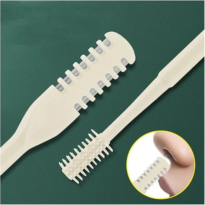 Double Sided Nose Hair Knife Manual Nostril Cleaning Nose Hair Trimmer Degree Rotate Nostril Cleaning Scissors(Green 02 with box)