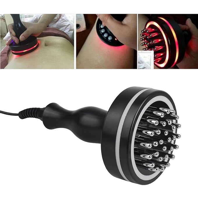 Meridian Brush Red Light Electric Heating Back Massager for Cellulite Radiant and Smoother Skin - With Control Panel and Body Brush