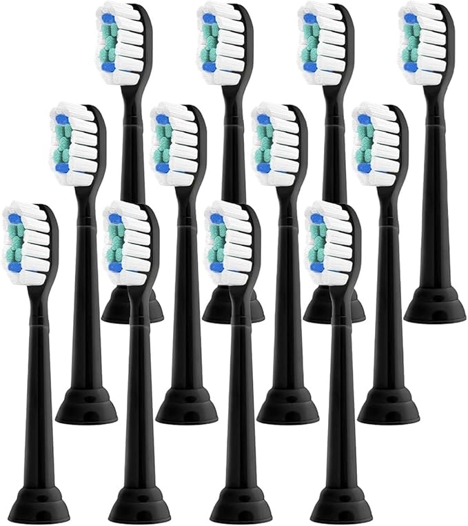 Replacement Toothbrush Heads Compatible for 1100 2100 4100 5100 5300 6100 7500 Brush Head(Black-12 Pcs)