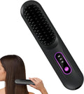 Hair Straightener Brush - Rechargeable 3-Temp Ceramic Styler - Portable Cordless Hair Straightening Brush - for Women Girls Long Short Styling Home Travel Party Daily Dating Wedding