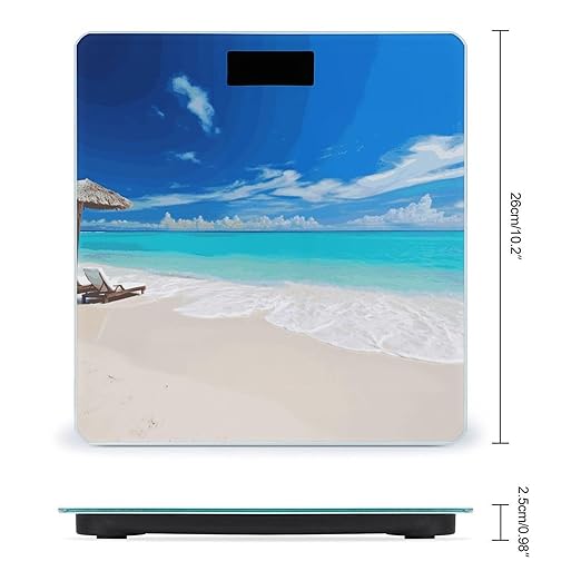 White Beach Tropical Sea Bathroom ScaleHighly Accurate Digital Weighing Machine for People Bright LED Display Weight Scale for The Aldult Home Use
