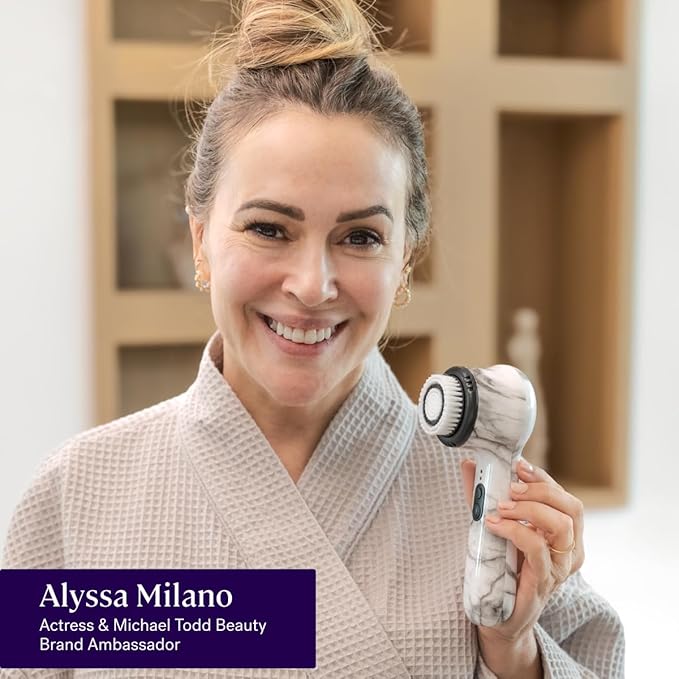 Michael Todd Beauty Soniclear Allure 2024 Best of Beauty Winner Facial Cleansing + Exfoliation Brush System with Antimicrobial Protected Bristles 4 speeds Serum Infusion Head + Travel Case