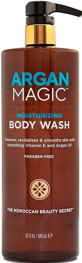 Argan Magic Cleansing Body Wash - Gently Cleanses Revitalizes &amp Smooths Skin | Enriched with Argan Oil Sweet Almond Oil &amp Vitamin E | Paraben Free (32 oz / 946 ml)