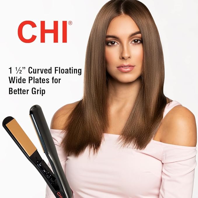 CHI Classic Tourmaline Ceramic 1.5″ Hairstyling Iron Wide Plate Hair Straightener &amp Curling Tool for Smooth Shiny Frizz‑Free Hair Adjustable Temperature For All Hair Types Professional Hair