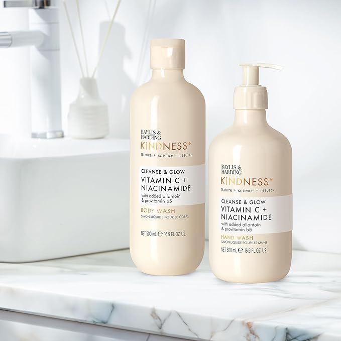Baylis &amp Harding Kindness + Vitamin C &amp Niacinamide Orange &amp Mango Fragrance 16.9 fl. oz Cleanse &amp Glow Body Wash (Pack of 3) - Biodegradable Formula - Vegan Friendly