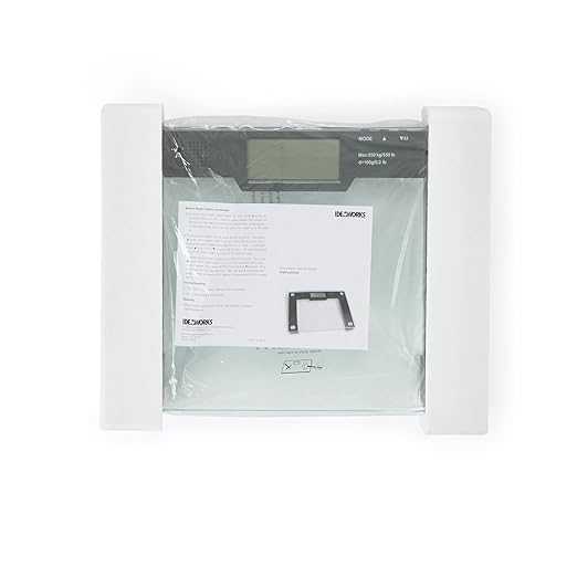 Ideaworks JB5824 Extra Wide Talking Scale-Visual &amp Voice Display Scale- 550 Pounds Max-Tamper Glass-Extra Wide Width-Large LCD Display-Tap On &amp Off Auto Function