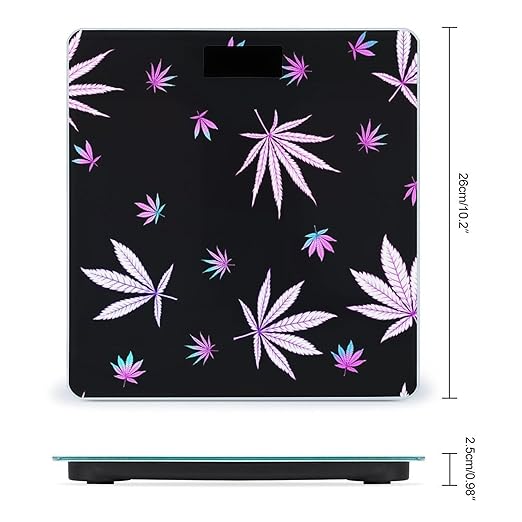 Marijuana Weed Cannabis Leaves Smart Square Scale with Digital Display for Bathroom Scale