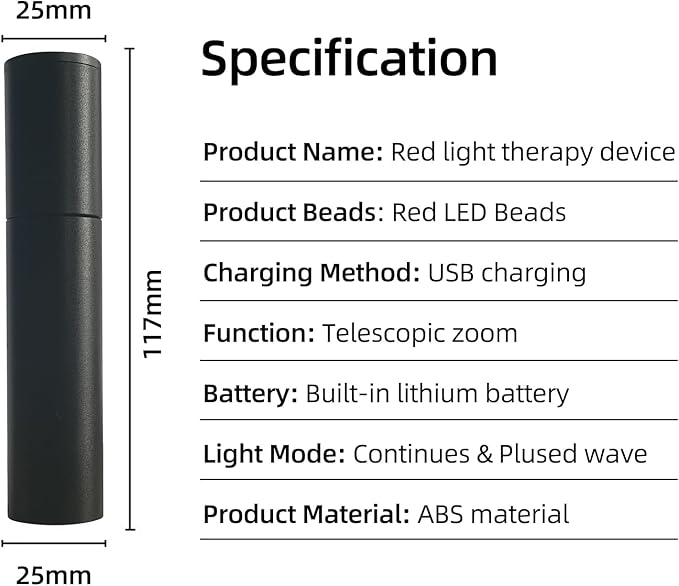 Portable Handheld Red Light Therapy Torch at Homefor Neck Joints Back Shoulders Waist Knees HandsRed Light Therapy Device 670nm