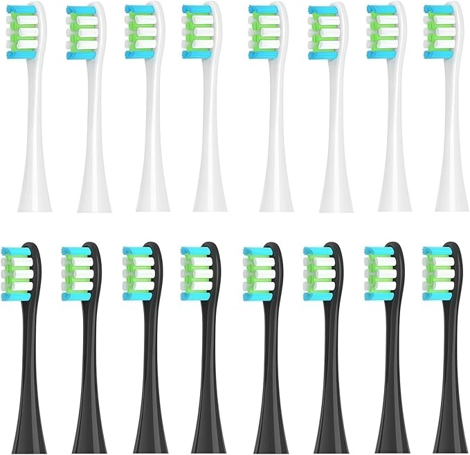 Replacement Brush Heads Compatible with Oclean Sonic X/X Pro/ Z1/ SE / F1 / One / PW01/03/05/07/09 P5 Electric Toothbrush Heads(16 White and Black)