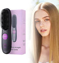 2026 New Go Brush Pro Cordless Hair Straightener Brush Portable Mini Hair Straightening Brush with LED Display USB Rechargeable Cordless Straightening Irons Comb for Women Short Long Hair (Black)