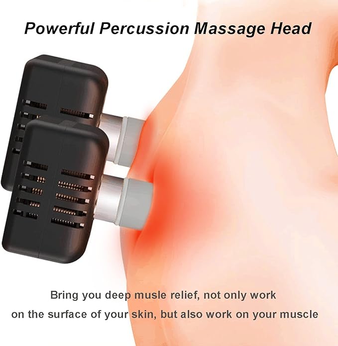 Heating Pad with Massager for Upper Back and ShoulderLarge Massage Heated Wrap for Back Pain Relief12 Percussion Massage Mode 3 in 1 Weighted Massage Electric Heated Pad