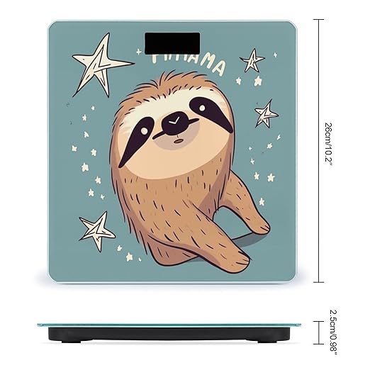 Funny Sloth Stars Weight Scale Digital Electronic Scales Bathroom Scale Larg LCD Backlight Display High Precisio MeasurementsTempered Glass