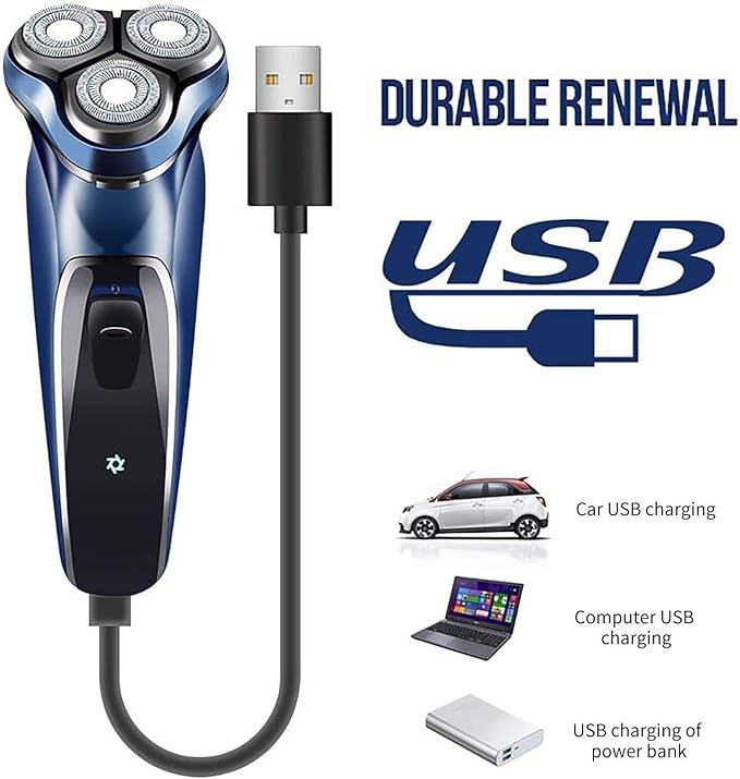 Mens Electric RazorDry Wet Waterproof Man ShaverPortable Facial Cordless Shaver Travel USB Rechargeable Easy to Operate and Store