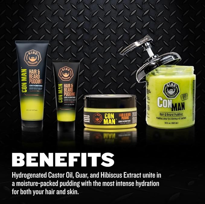 GIBS Con Man Hair &amp Beard Pudding - Leave-In Conditioner Curl DefinerGreen 7.5 Fl oz
