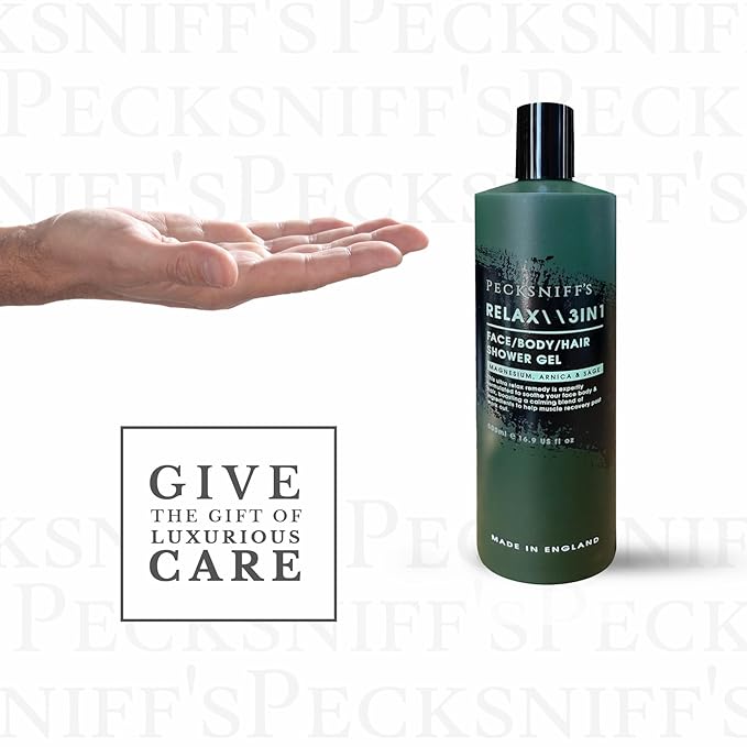 Pecksniff's Relax Magnesium 3-in-1 Arnica &amp Sage Shower Gel | 500ml /16.9 Fl Oz
