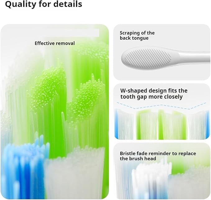 6 pcs Replacement Brush HeadsCompatible for Oclean Flow/X PRO/X /F1/Z1/One/ Air2 Toothbrush Nozzles(6 pcs Blue)