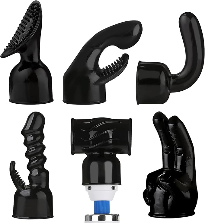 NUHUi 6Pcs Massage Head Attachments Accessories Black + A Large Size Massager for Back